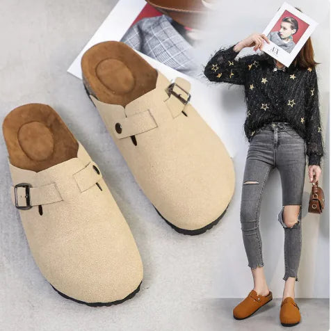 Pantuflas casuales de piel suela suave