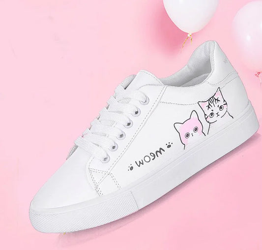 Zapatos Planos, Zapatos de Gato, Zapatillas Blancas