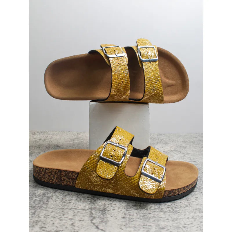 PU Surface Cork Sole Beach Slippers