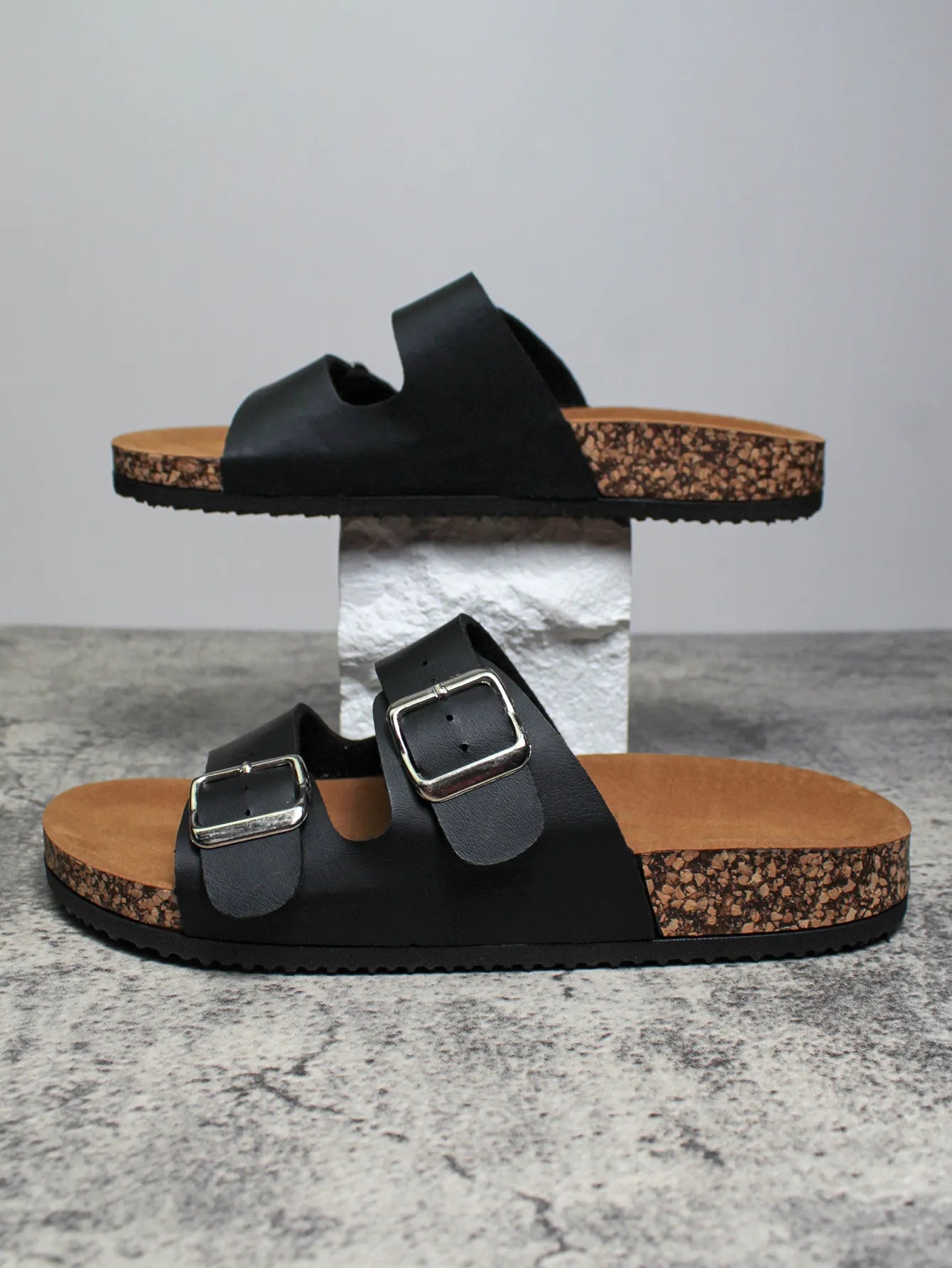 PU Surface Cork Sole Beach Slippers